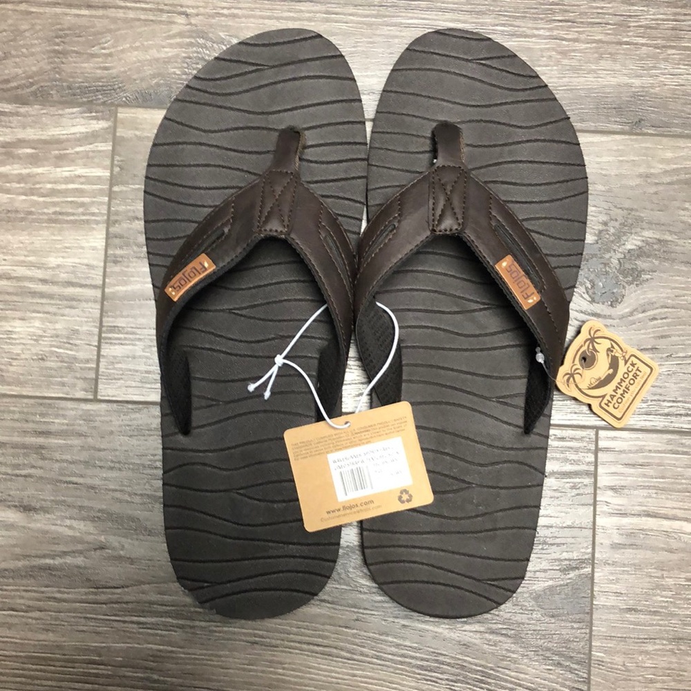 Men’s Flojos comfort flip flops sandals brown 13
